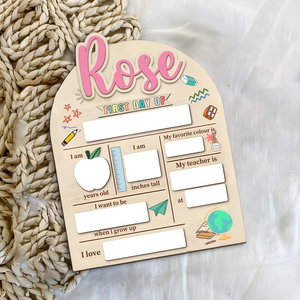 Customized Back To School Sign, First/Last Day Of School Sign, Photo Prop For Kids