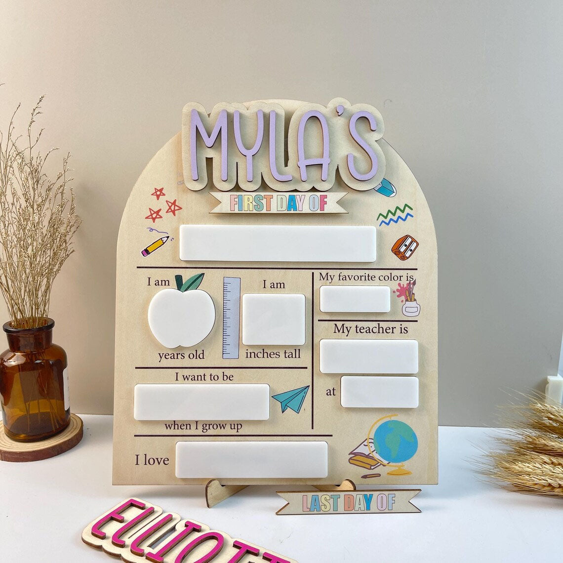 Customized Back To School Sign, First/Last Day Of School Sign, Photo Prop For Kids