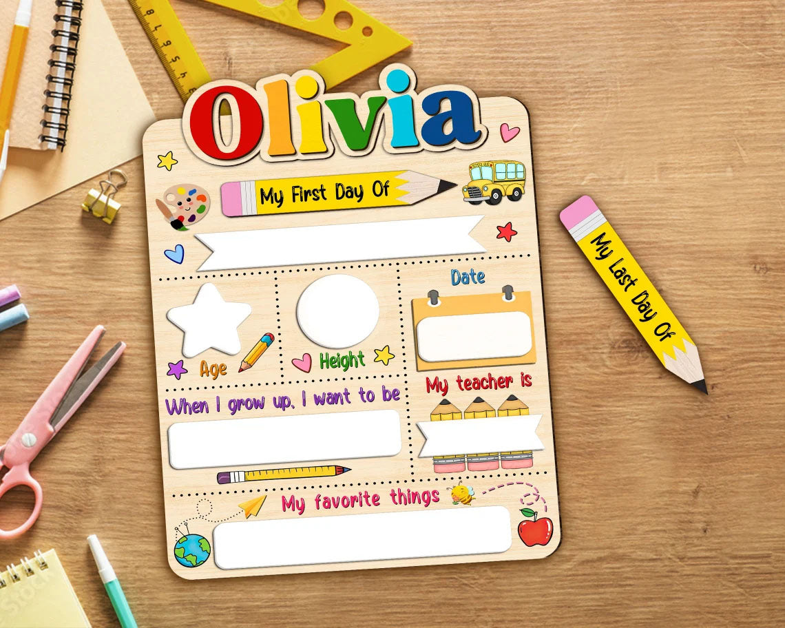 Customized First And Last Day School Sign, Back to School Gifts