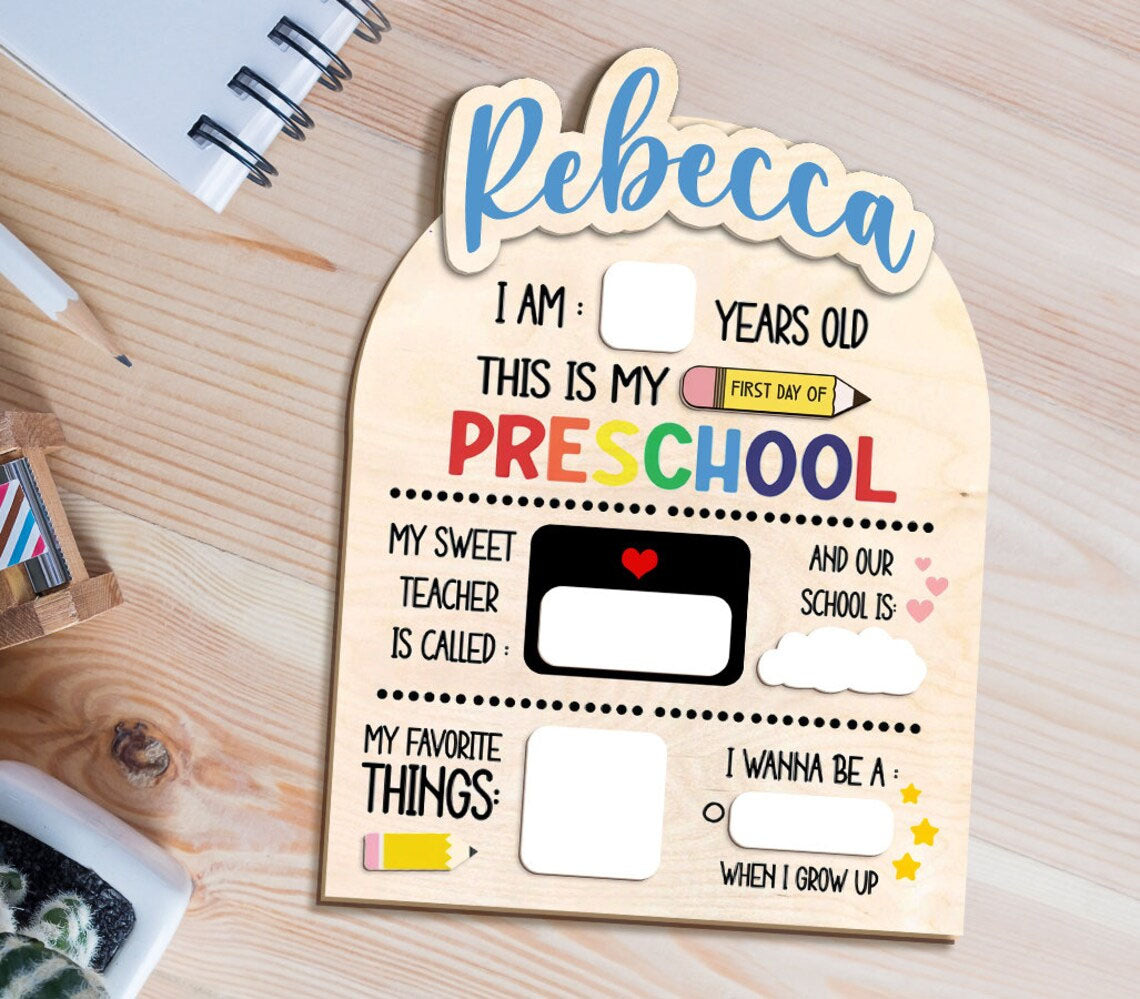 Customized Freschool Board, Back To School Gift And Photo Prop For Kids