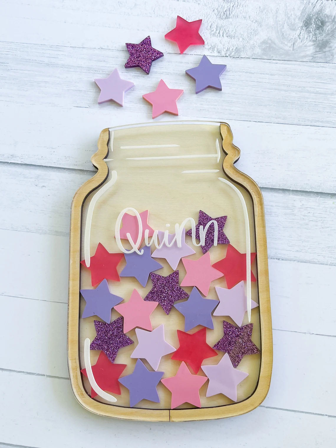Personalized Star And Flower Reward Jar for Kids, DIY, Chore Chart, Bulletin Board, Custom Name