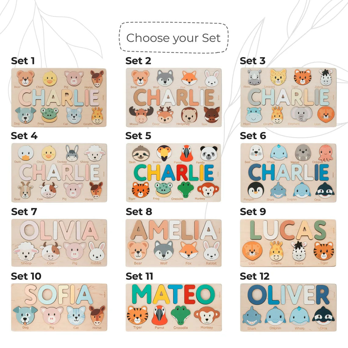 Farm Animals Nursery Decor Name Puzzle Personalized Gift For Kids 1st Birthday Baby Shower Gift, Montessori Toys Of Kids