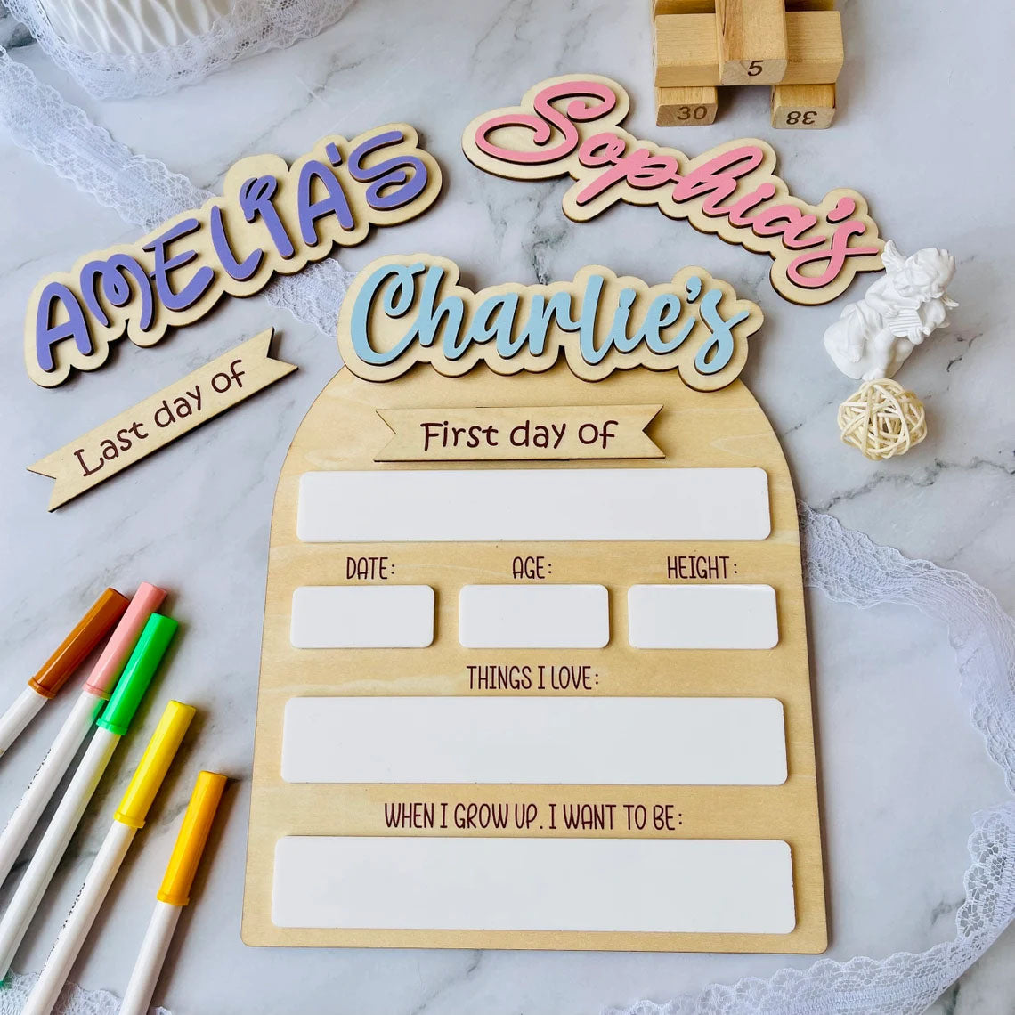 Personalized First-Last Day of School Sign, Back To School Board, Great Gift Photo Prop