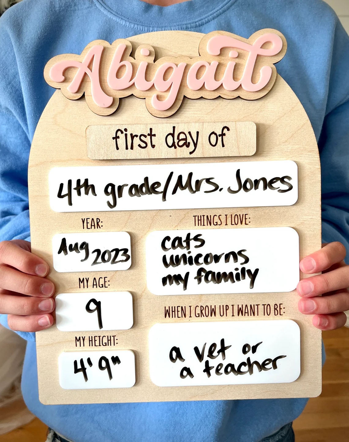 First Day Of School Sign, Personalized Back To School, Gift Photo Prop For Kids