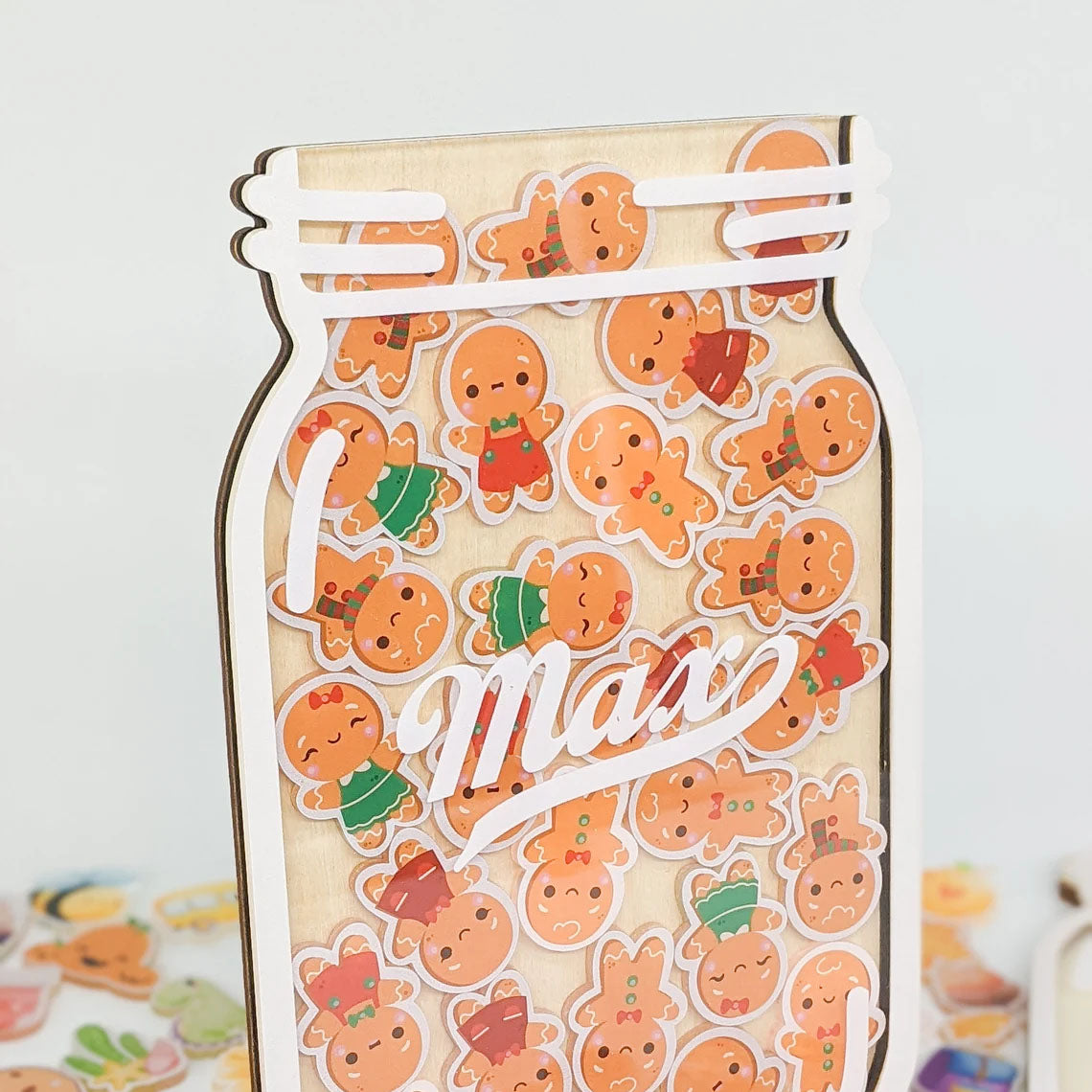 Gingerbread Man Jar Reward Jar Tokens, Personalized Reward Jar Magnet