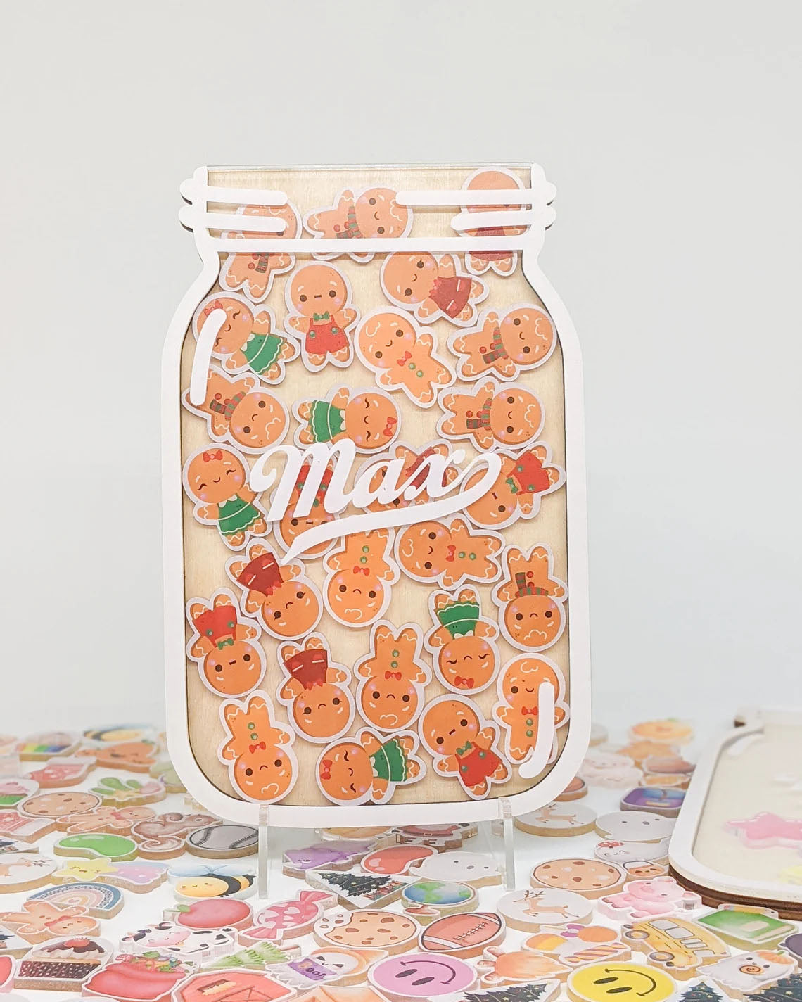 Gingerbread Man Jar Reward Jar Tokens, Personalized Reward Jar Magnet