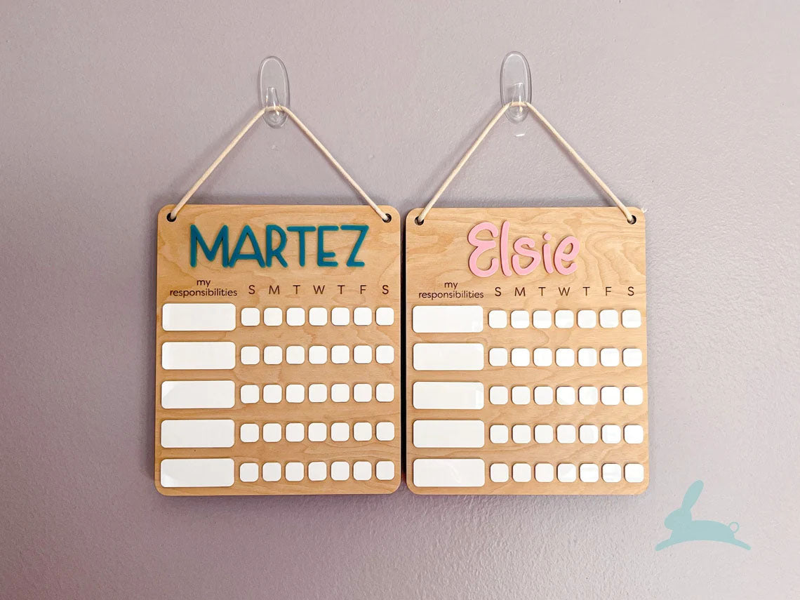 Personalized Chore Chart Sign, Hanging Responsibility Chart Custom Name