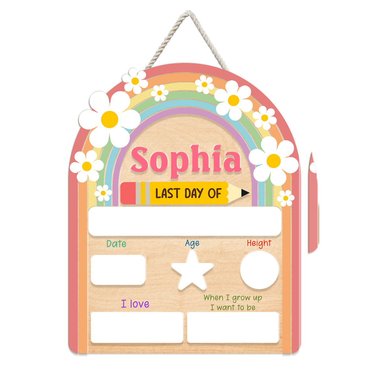 Personalized Wooden Sign for Kindergarten, First & Last Day of School Board, Back to School Sign
