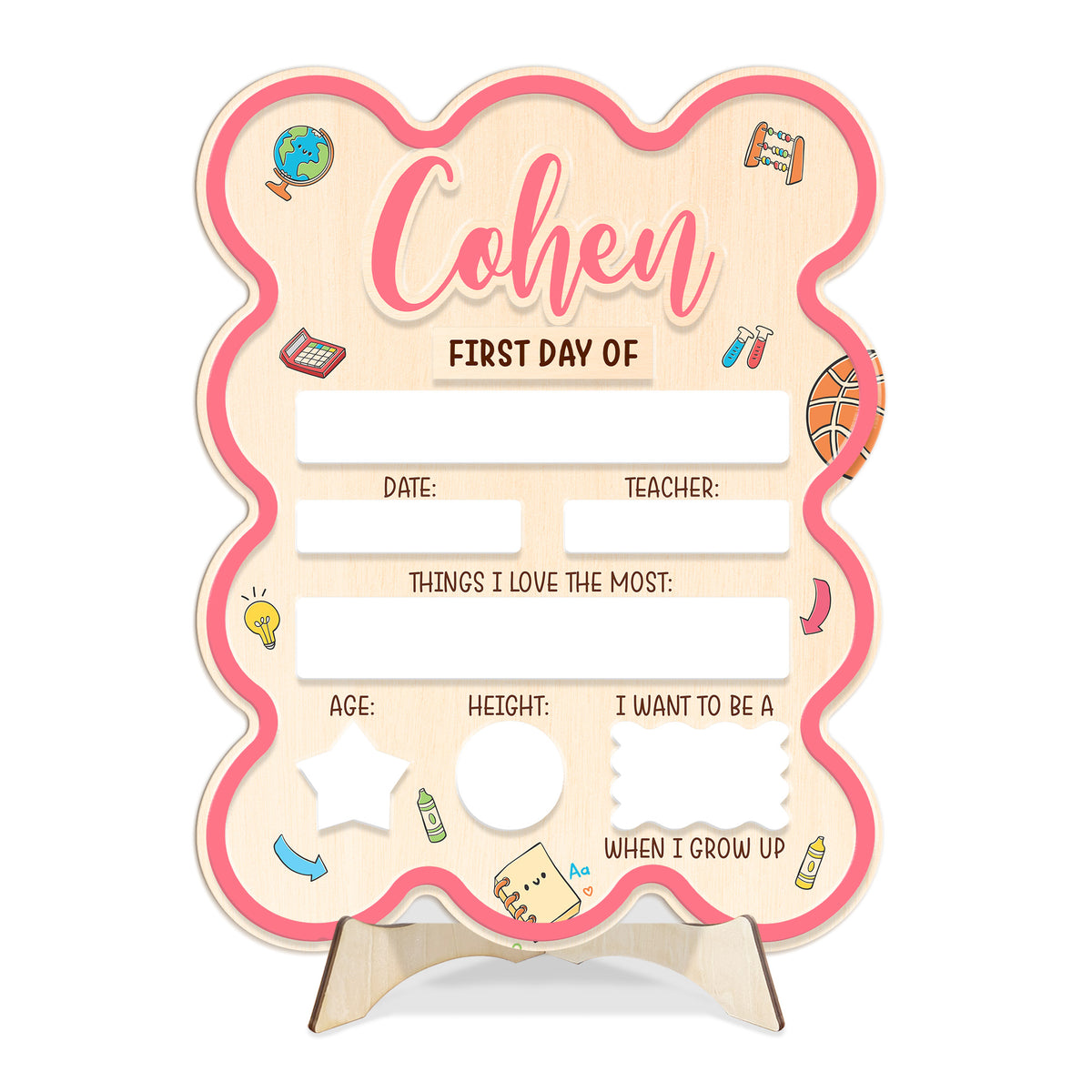 Personalized First and Last Day School Sign, Wooden Board for Toddler, Kindergarten 1st Day Gift, Back to School Dry Erase Sign