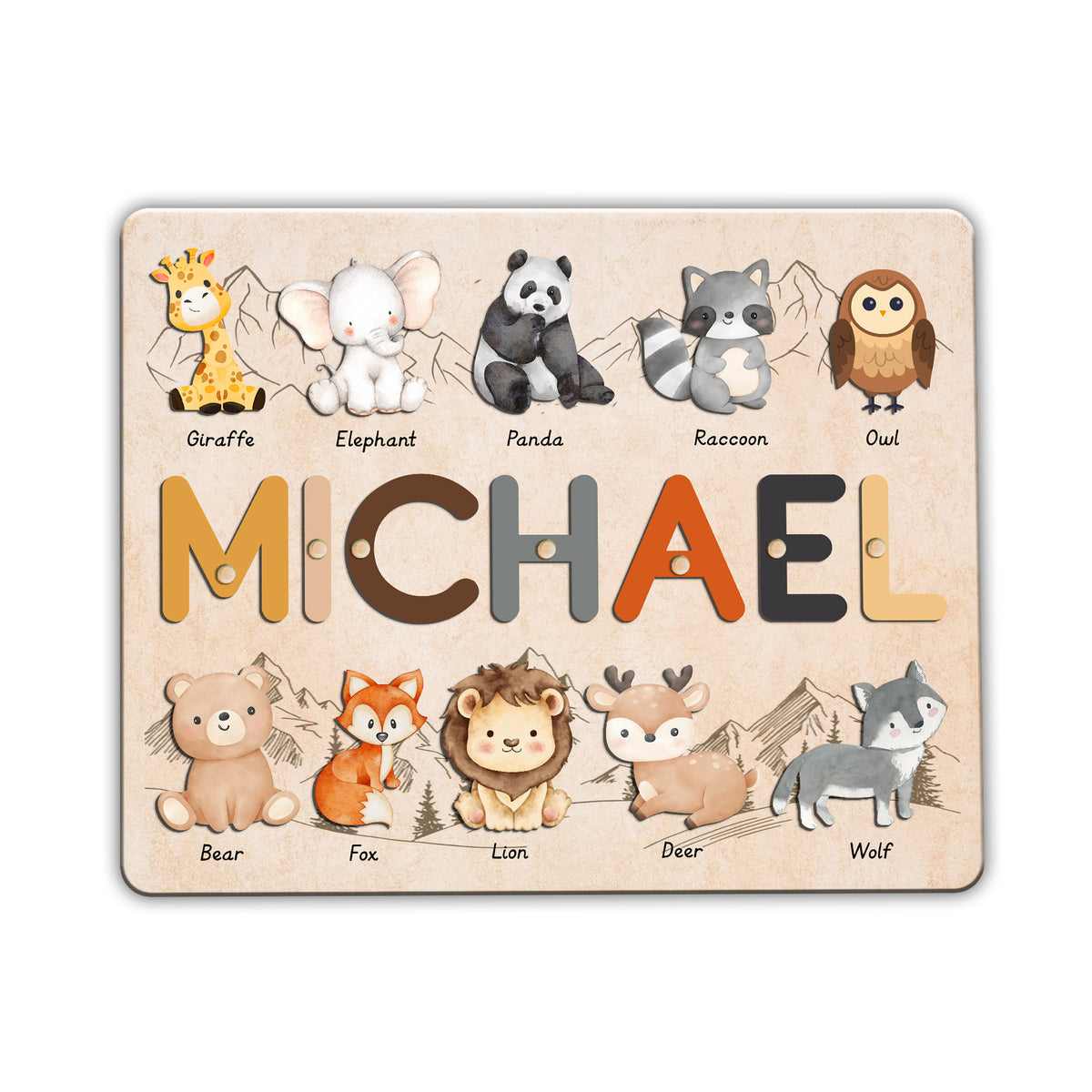 Animal Name Puzzle: Personalized Wooden Toys for Toddlers, Montessori Toys For Kids