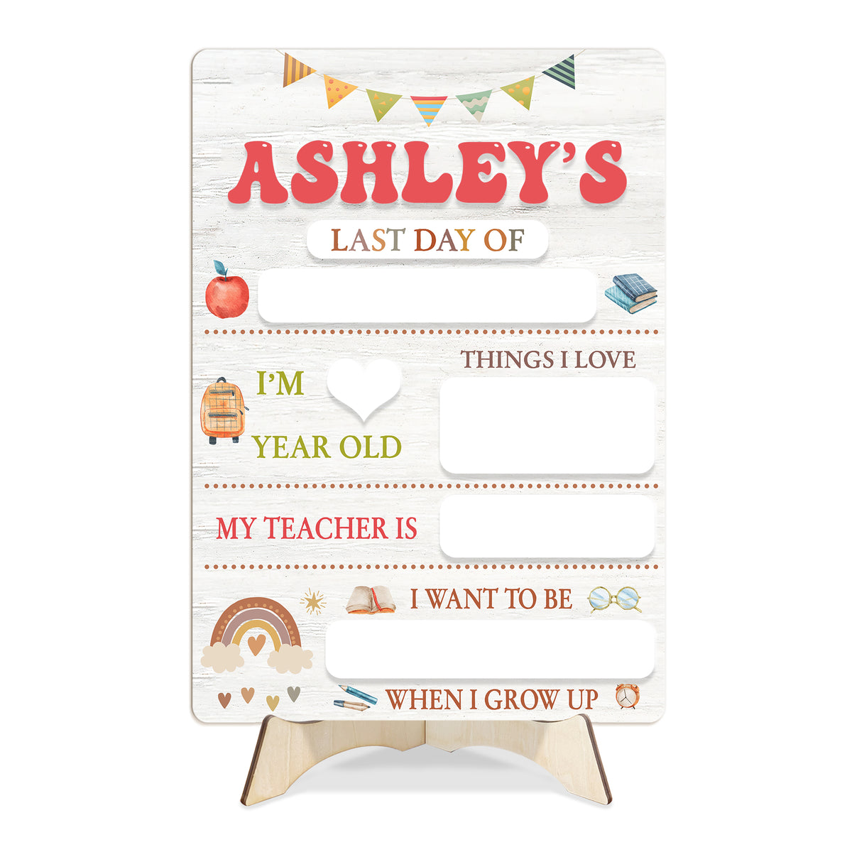 1st Day of Preschool Sign, Personalized Wooden School First & Last Day of School Board, Kindergarten Sign for Toddler, Class of 2025 Gift