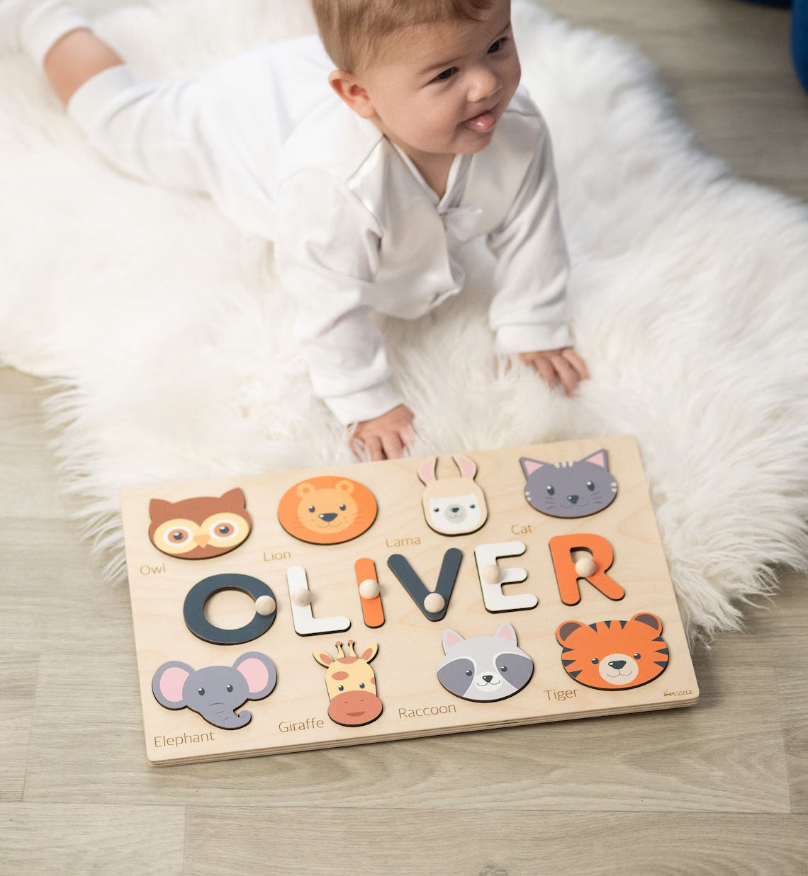 Personalized Montessori Toys Gifts for 1 Year Olds Name Puzzles, Photo Prop