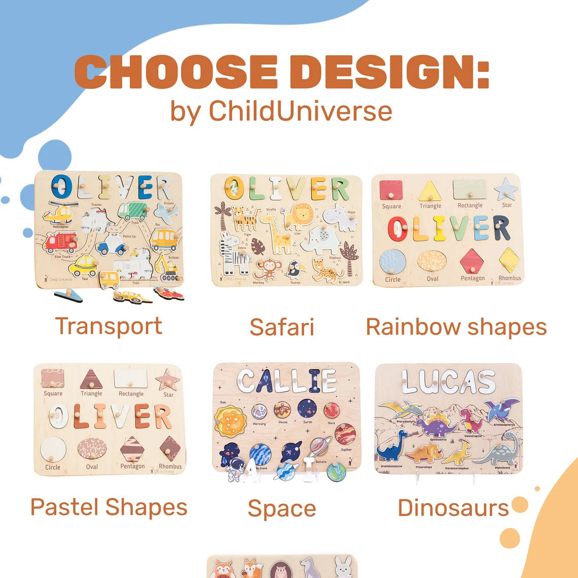 Montessori Toys Puzzle Board Personalized Baby Gift, Sensory Activity