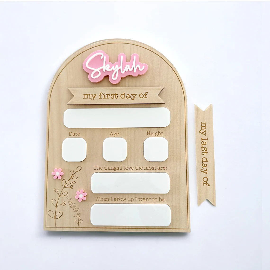 My First-Last Day Of Personalised Laser Engraved Back to School Board