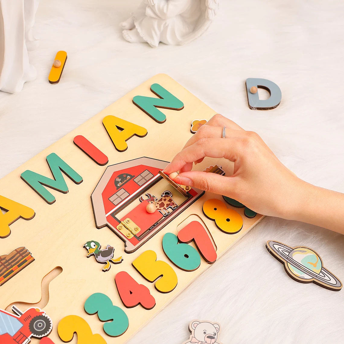Custom Wooden Puzzle With Numbers And Names, Montessori Toys For Children
