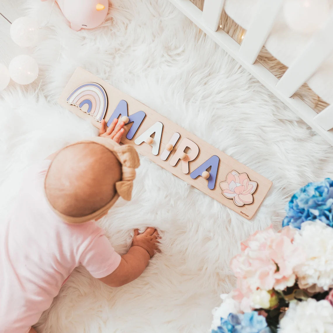 Name Puzzle With Additional Elements, Personalized baby gifts, Montessori Toys Board Custom Name