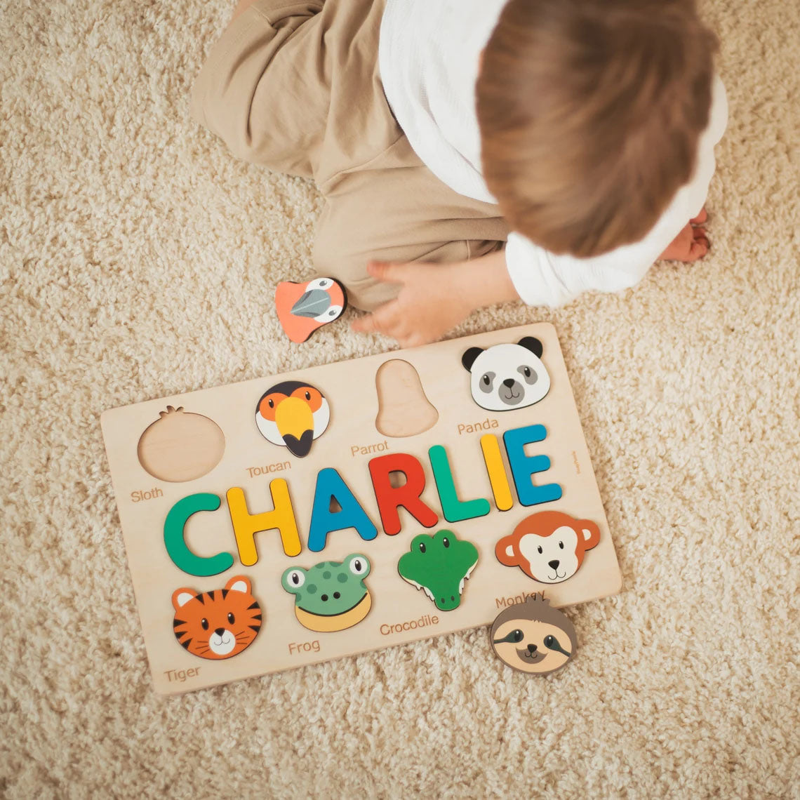 Name Puzzle With Animals, Montessori Toys For Kids