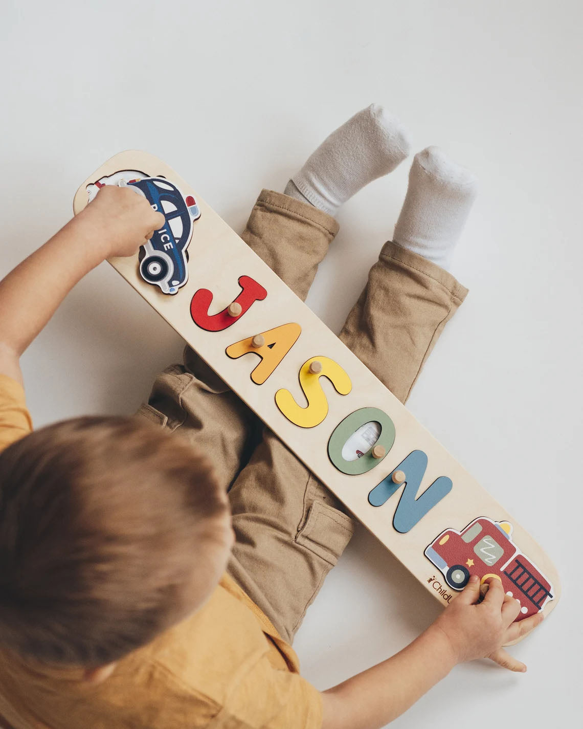 Personalized Name Puzzle With Pegs, Dino Puzzle For Child - Montessori Baby Toys