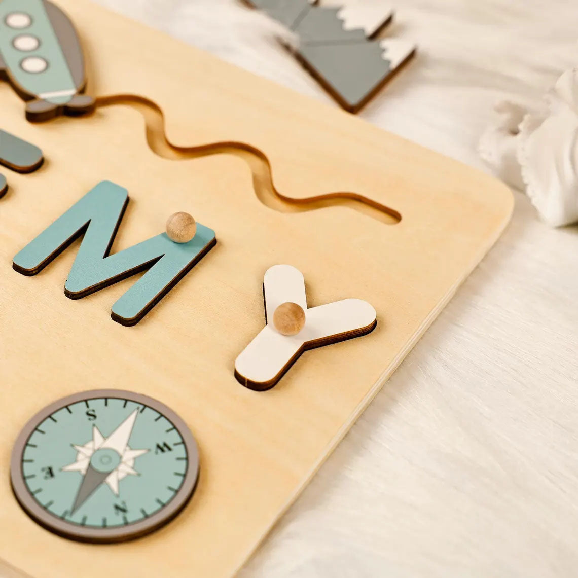 Ocean Nursery Decor, Personalized Name Puzzle With Whale-Submarine, Montessori Toys Of Kids