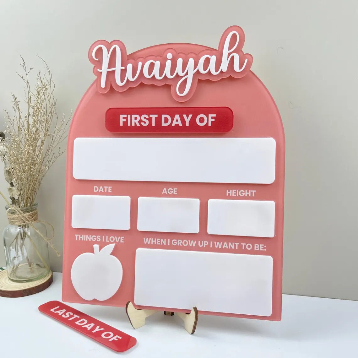 Personalized Acrylic First-Last Day Of School Sign, Custom Back To School Board