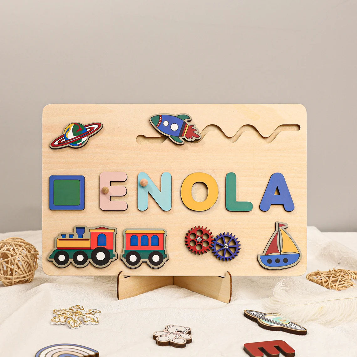 Personalized Baby Busy Board Puzzle, Montessori Toys Of Kids
