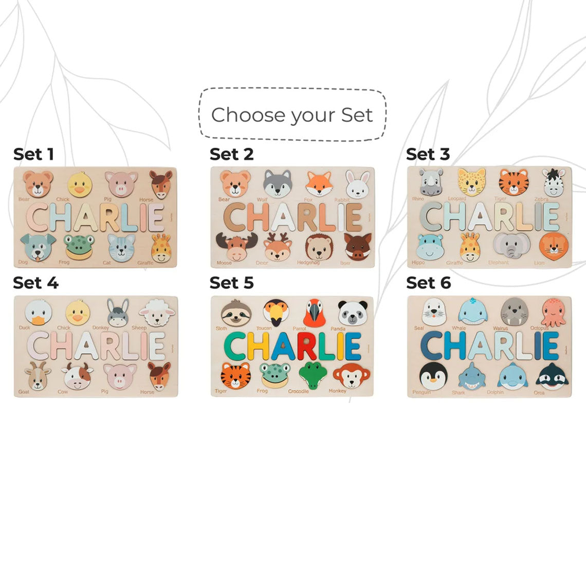 Personalized Baby Wooden Toys Name Puzzle With Animals, Montessori Toys Of Kids