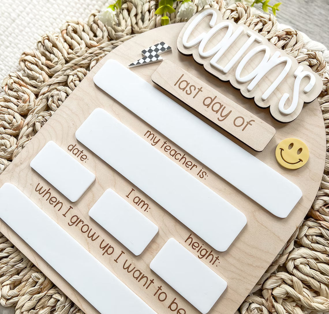 Customized First-Last Day Of School Board, Back To School Sign, Great Gift Photo Prop