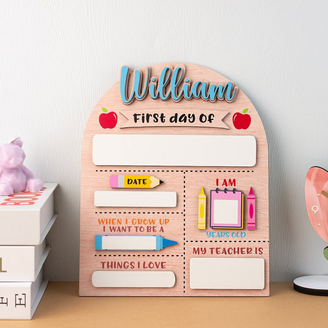 Personalized First Day of School Sign, Back to School Sign, Kindergarten First Day of School Sign