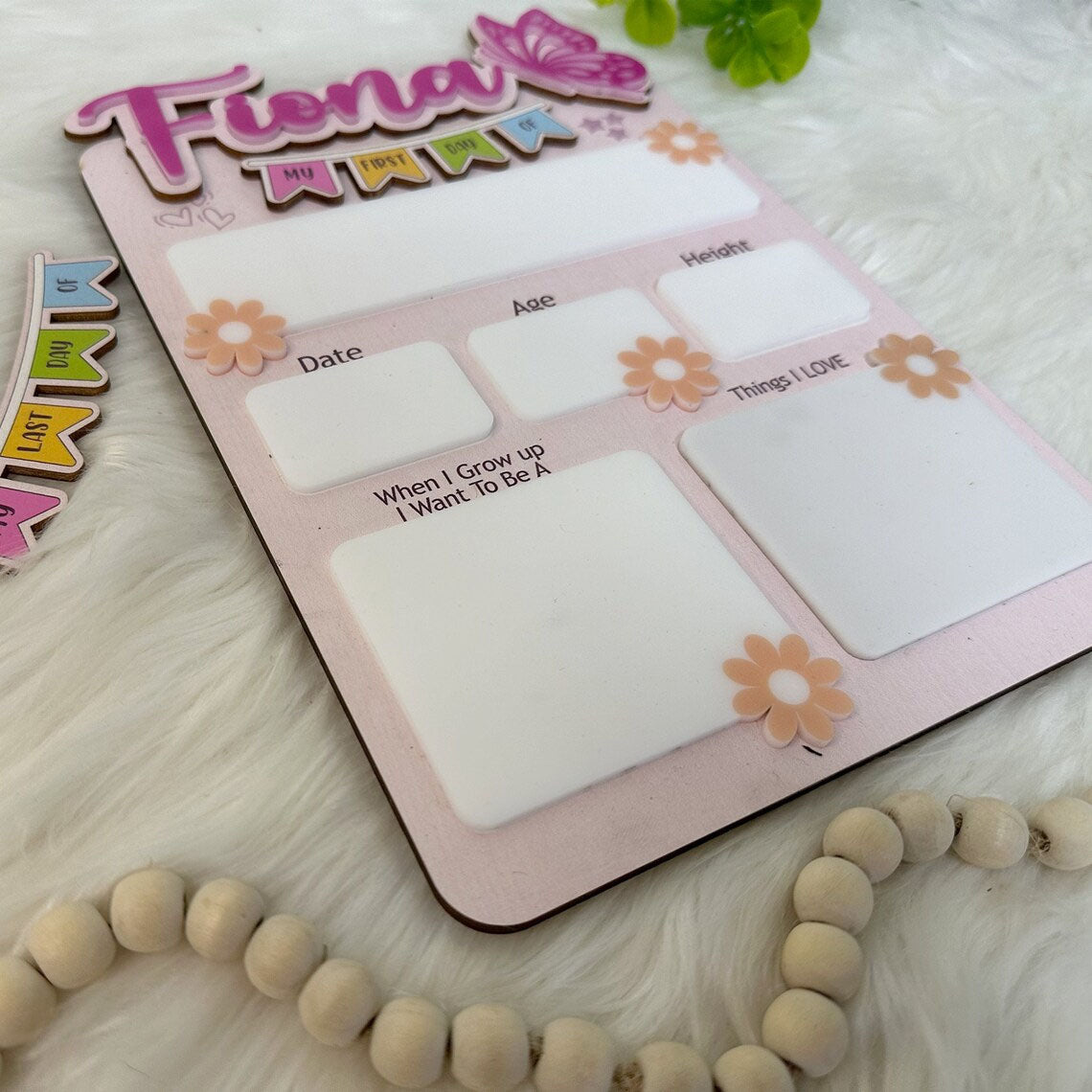 Personalized First Day Of School Sign With Butterfly, Back To School Gift And Photo Prop For Kids