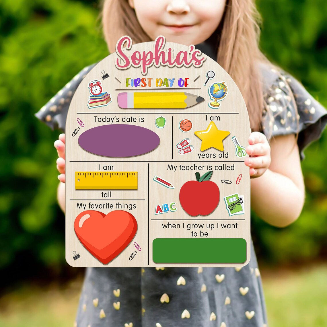 Personalized First & Last Day Of School Wooden Sign, Back To School Sign For Kids