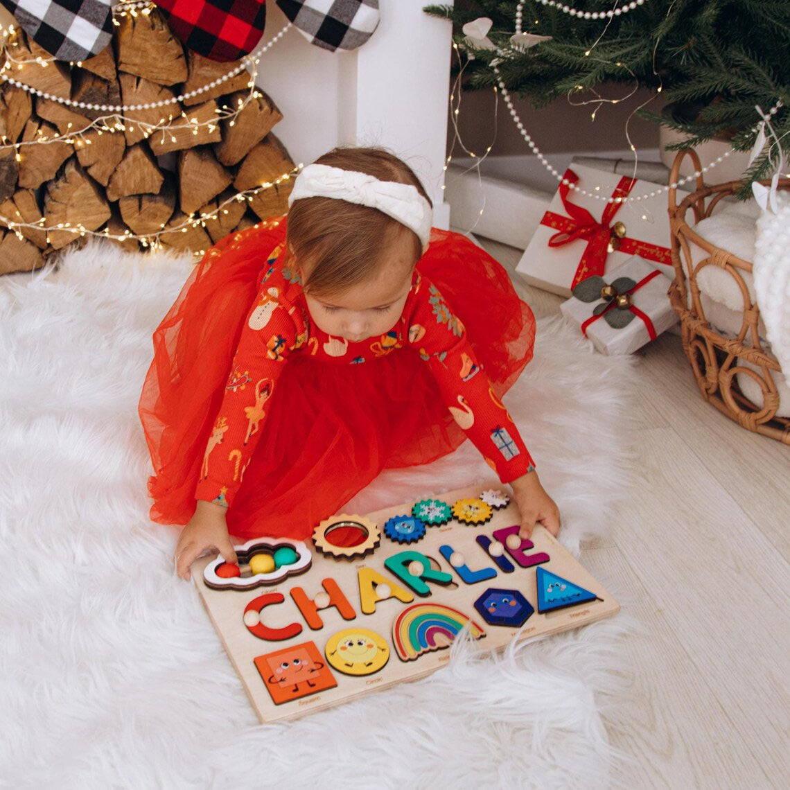 Personalized Pastel Name Puzzle with Numbers and Geometric Shapes for Kids, Montessori Toys Of Kids