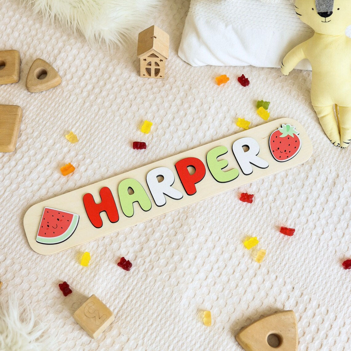 Personalized Wooden Name Puzzle With Animals, Custom Name Puzzle For Toddler, Back To School Gift