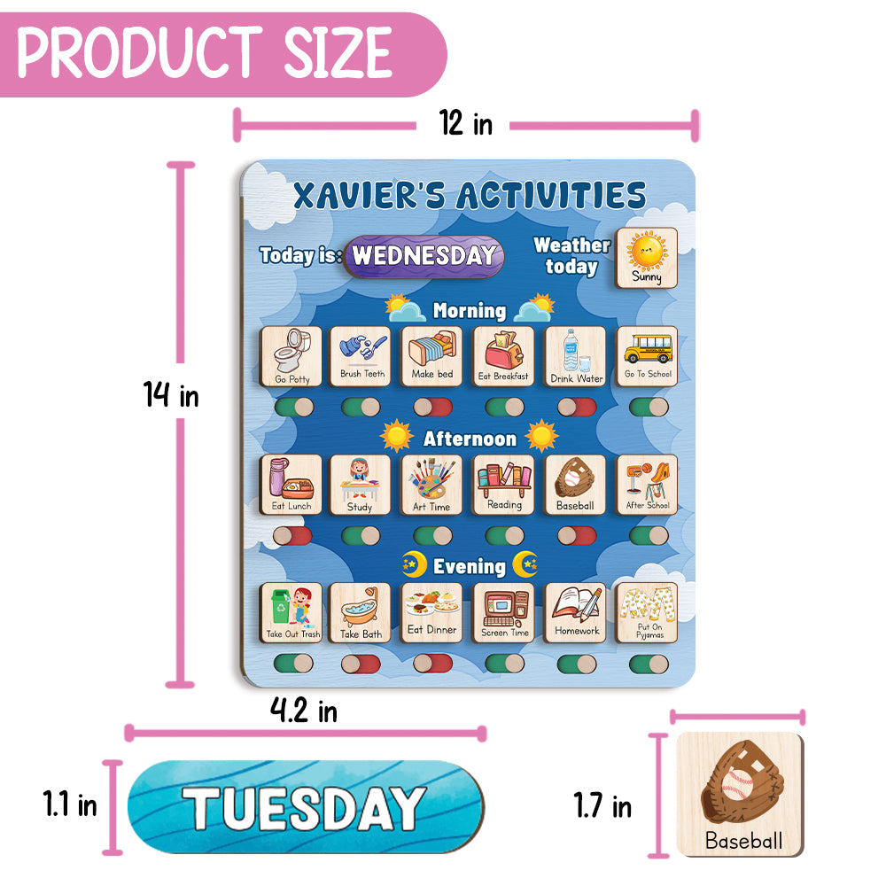 Personalized Wooden Daily Routine Today's Activities For Boyls, Chore Chart List For Kids, Toddler Routine Chart