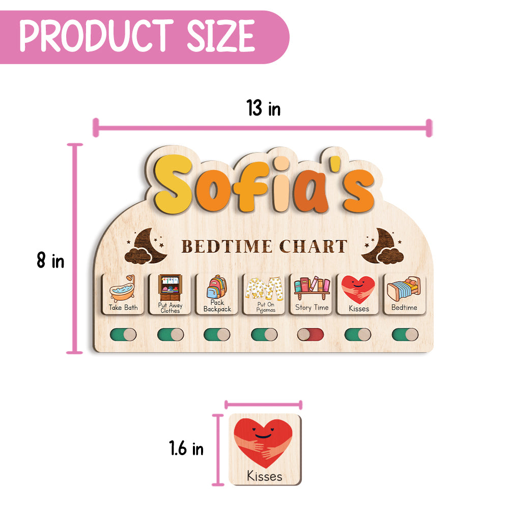 Personalized Wooden Bedtime Chart For Kids A