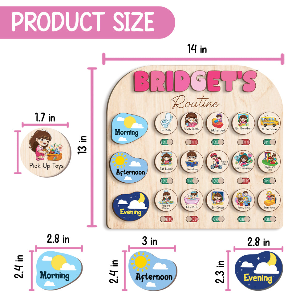 Toddler Routine Chart For Kids, Kids Checklist Chart Of Chores For Kids With Custom Name