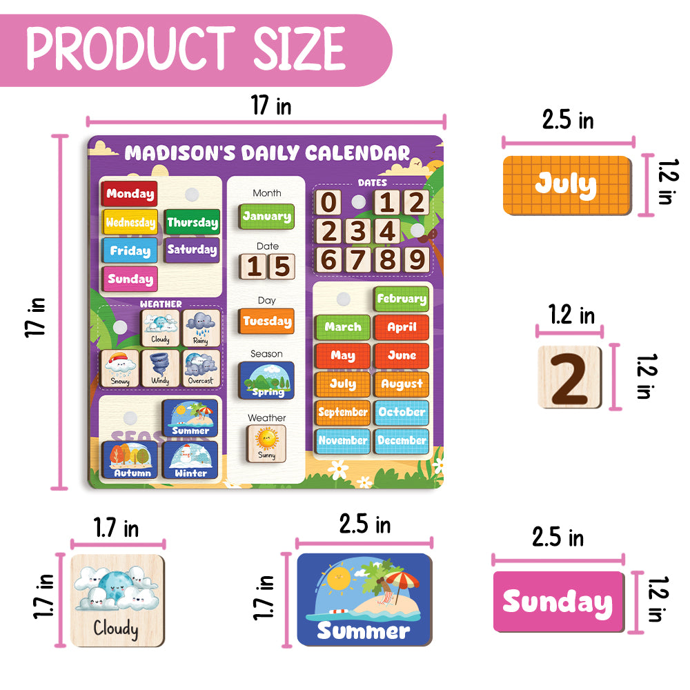 Wooden Chore Chart For Kids, Preschool Calendar For Kids Learning At Home, Montessori Toy For Kids