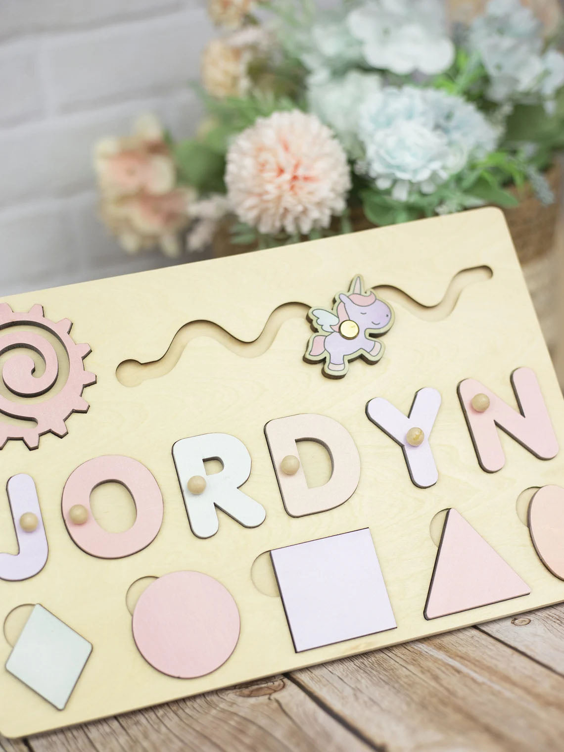 Wooden Name Puzzle, Baby Nursery Decoration For Kids, Montessori Toys Of Kids