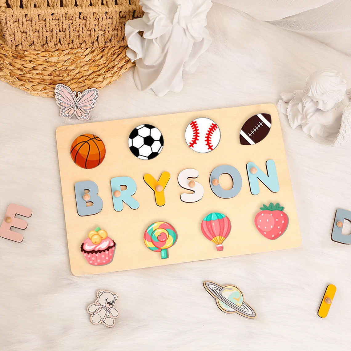 Personalized Name Wooden Puzzle For Baby, Montessori Toys Board For Baby