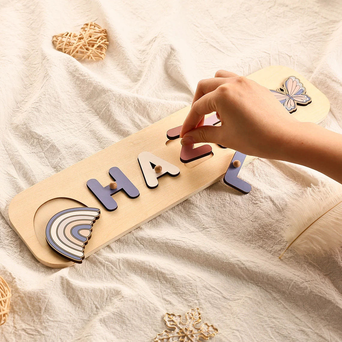 Wooden Personalized Baby Name Puzzles, Montessori Toys Of Kids