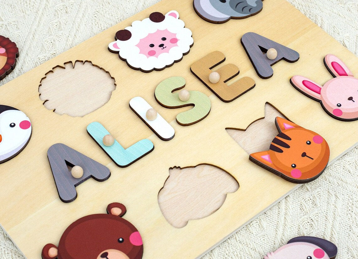Wooden Puzzles for Toddlers, First Birthday Gift for Girls and Boys, Montessori Toy Board