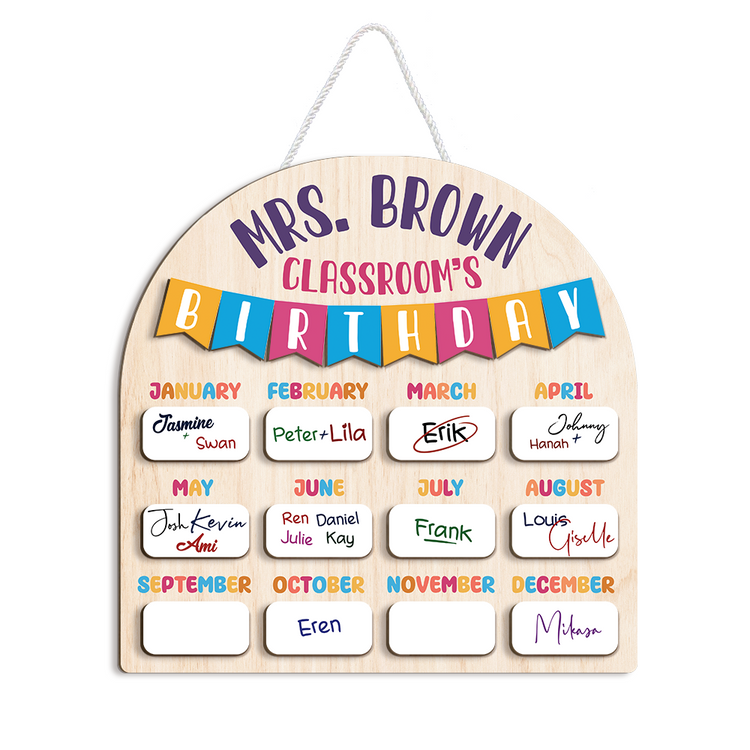 Personalized Wooden Birthday Chart Poster for Classroom, Birthday Calendar Class Birthday Chart Posters, Family Birthday Board