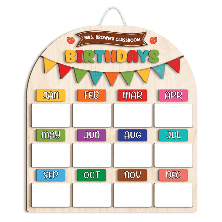 Personalized Wooden Birthday Chart Poster for Classroom, Birthday Calendar Class Birthday Chart Posters, Family Birthday Board, Back To School Teacher Supplies
