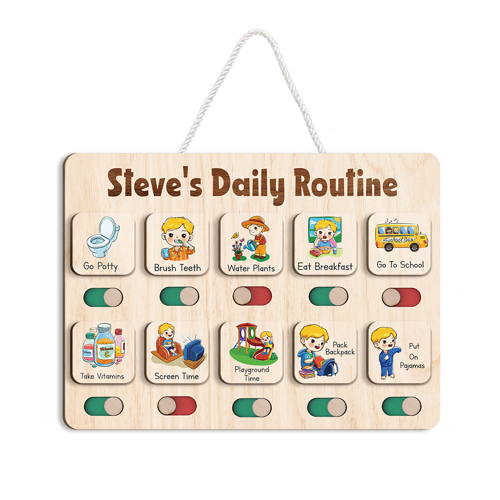 Visual Schedule For Kids With Autism, Wooden Routine For Kids, Chore Chart For Kids, Chore Chart for Toddlers 3-5