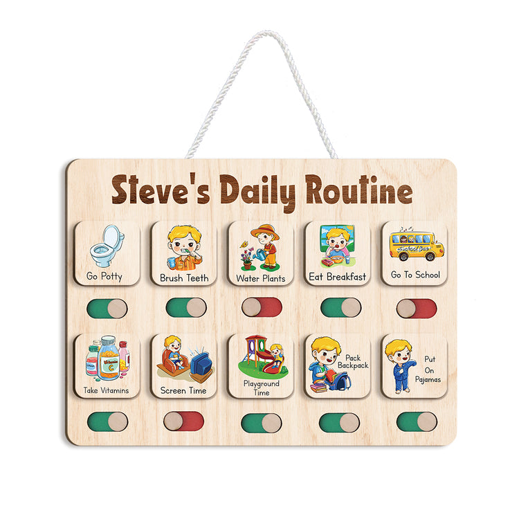 Visual Schedule For Kids With Autism, Wooden Routine For Kids, Chore Chart For Kids, Chore Chart for Toddlers 3-5