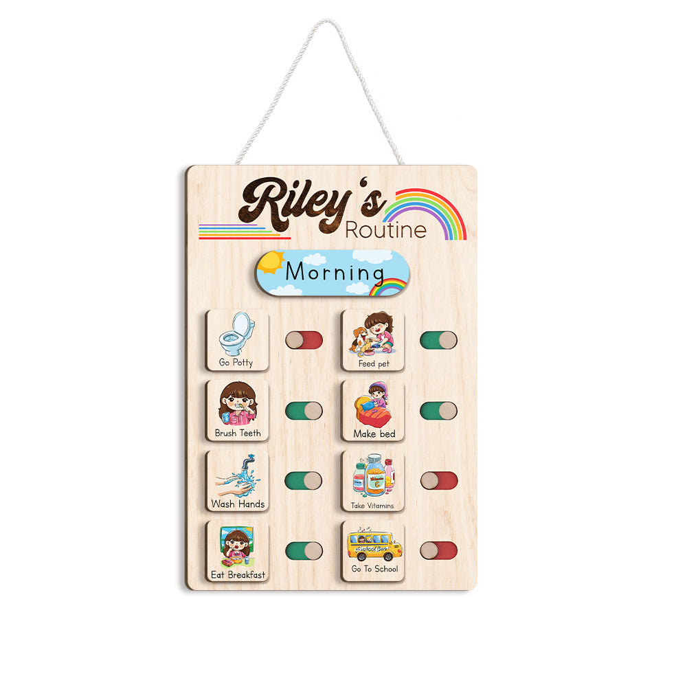 Personalized Wooden Toddler Routine Chart For Kids, Chart Of Chores For Kids, Behavior Chart For Kids