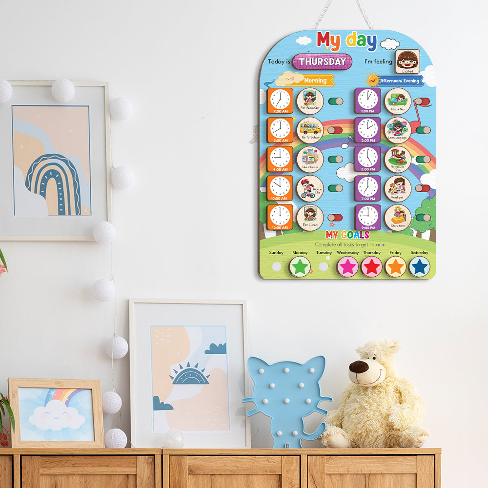 My Day Wooden Daily Routine For Kids, Chart Of Chores For Kids