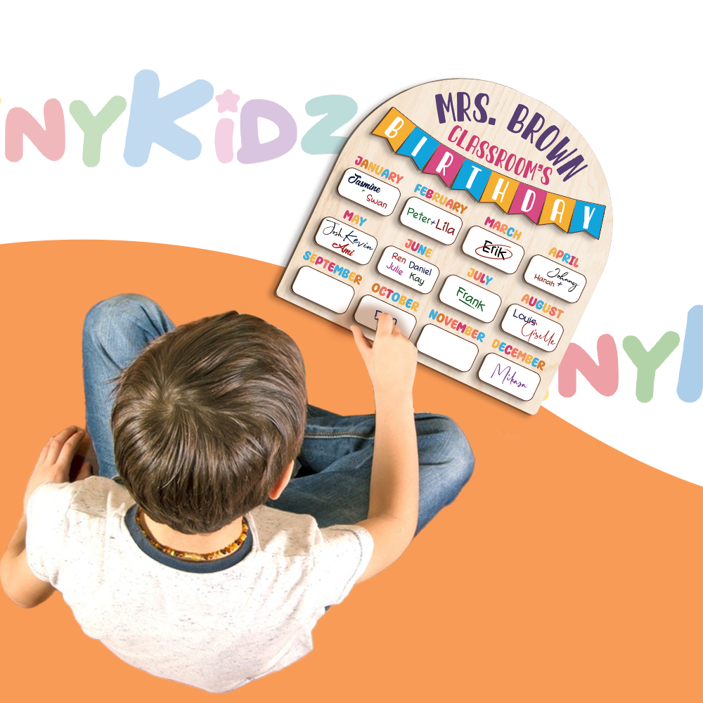 Personalized Wooden Birthday Chart Poster for Classroom, Birthday Calendar Class Birthday Chart Posters, Family Birthday Board