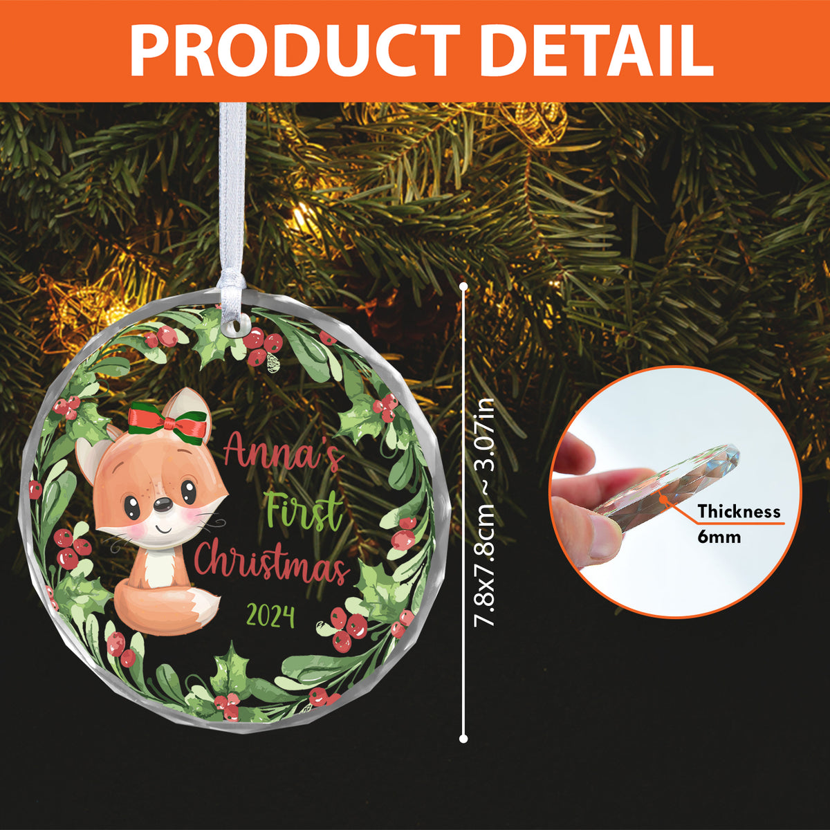 Baby's First Christmas Ornament Personalized Keepsakes Boy & Girl Names