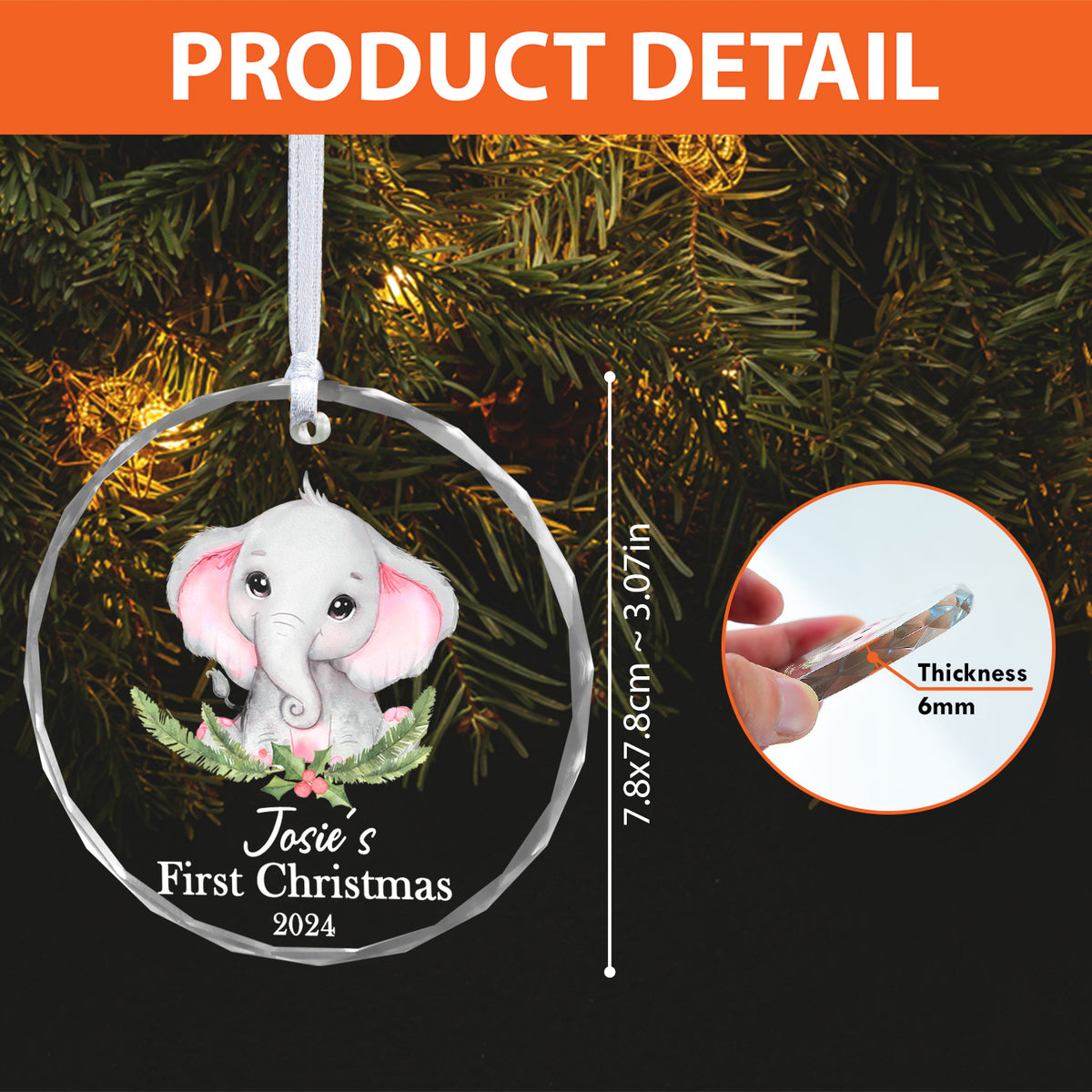Baby Girl's First Christmas Ornament Personalized Name Keepsakes
