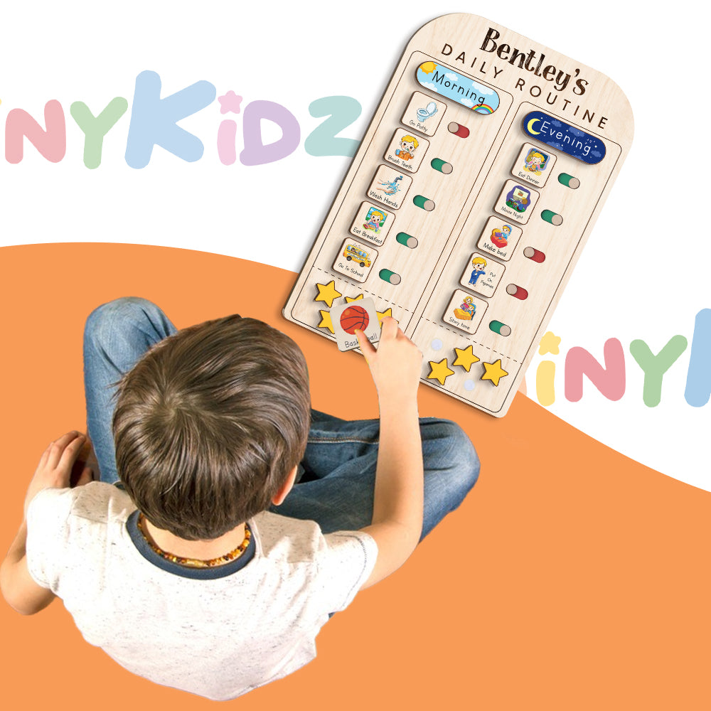 Kids Daily Routine With Stars, Chore Chart For Boys Girls Custom Name, Gift For Kids